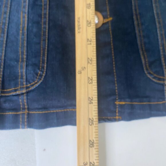 Tulle Plus Denim Jacket 2X Blue Embroidered Button Front Anthropology Plus Size - Picture 7 of 8